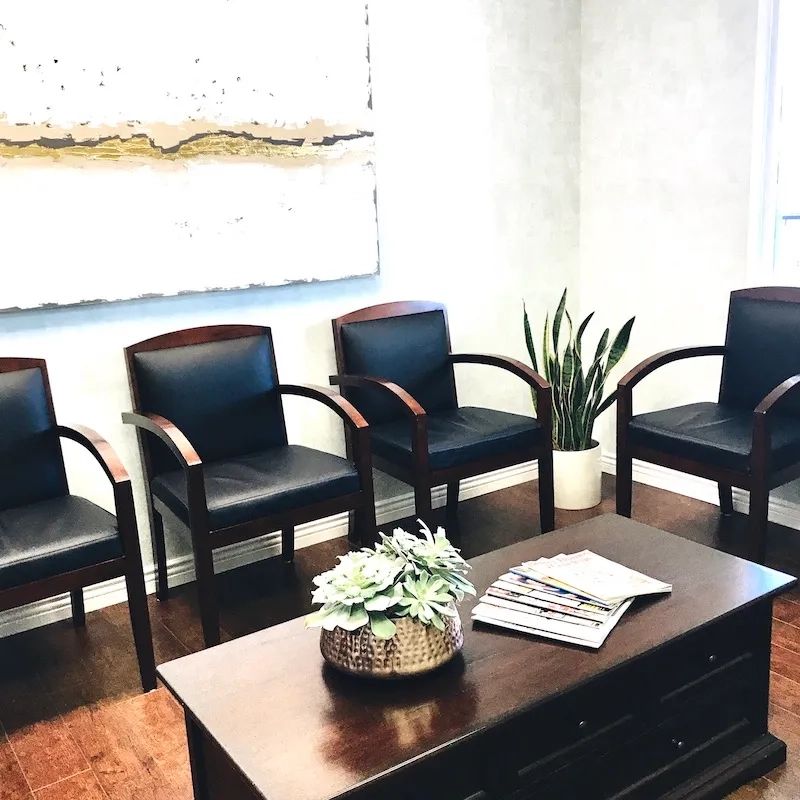 Patient waiting room with leather chairs